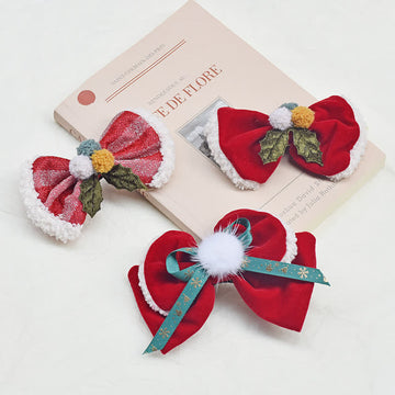 1PC Baby Red Christmas Bowknot Hair Clip