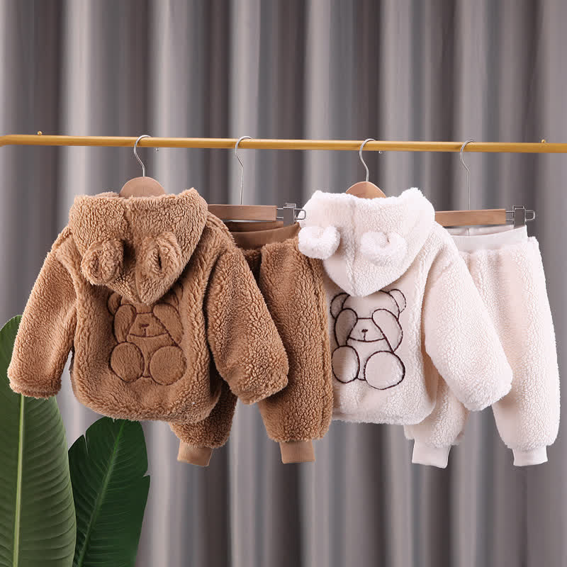 Toddler 2-Piece Fleece Bear Hooded Set