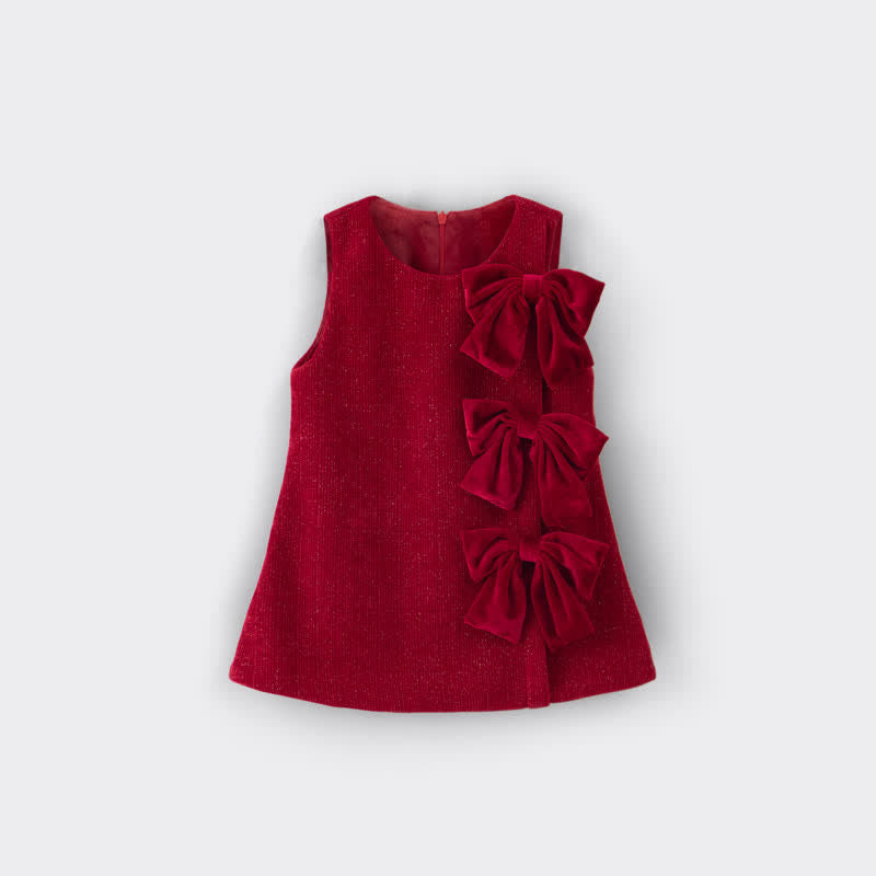 Toddler Triple Bow Sweet Red Dress