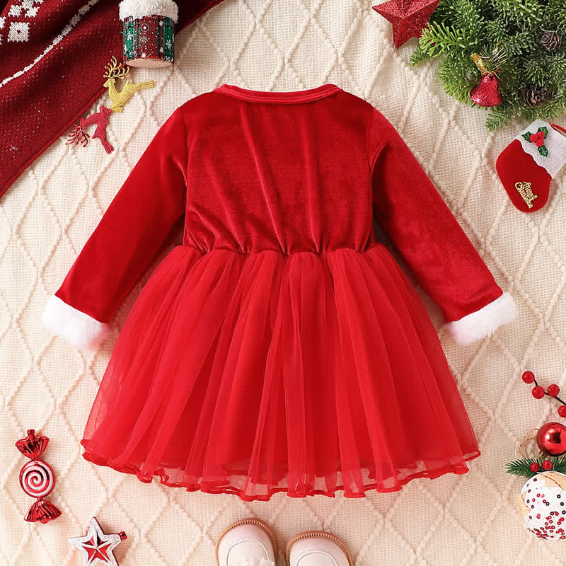 Baby Red Tulle Flower Bow Dress