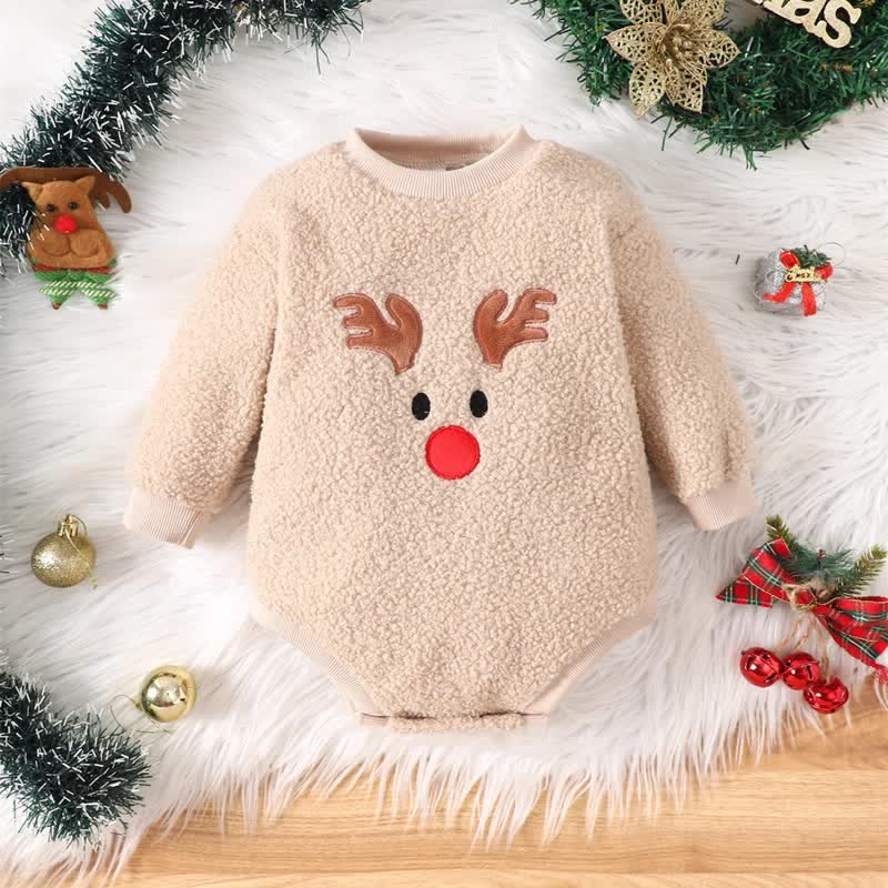 Baby Deer Embroidered Fleece Bodysuit