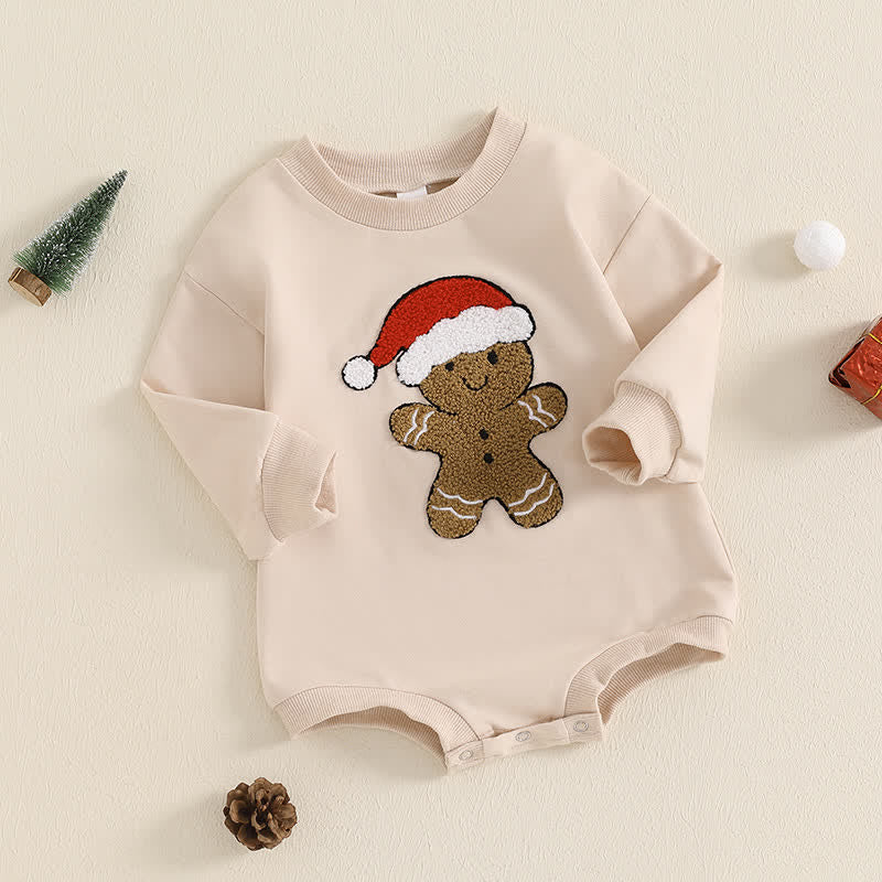 Baby Christmas Gingerman Beige Bodysuit