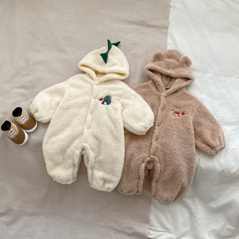 Baby Cute Dinosaur Bear Plush Hooded Romper