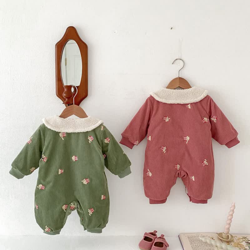 Baby Popcorn Corduroy Lapel Thicken Romper