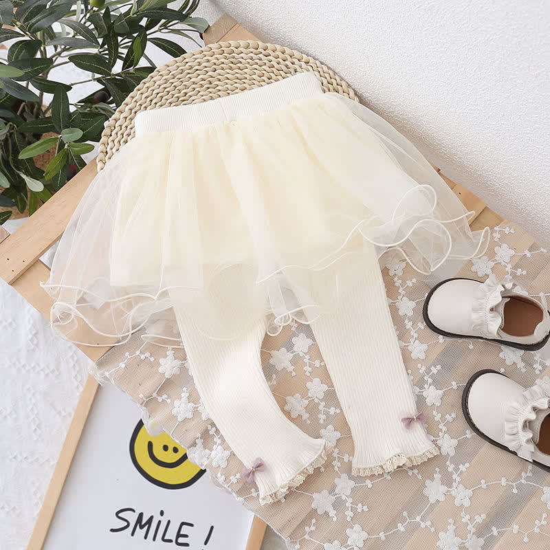 Toddler Girl Skirted Tulle Bow Leggings