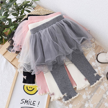 Toddler Girl Skirted Tulle Bow Leggings