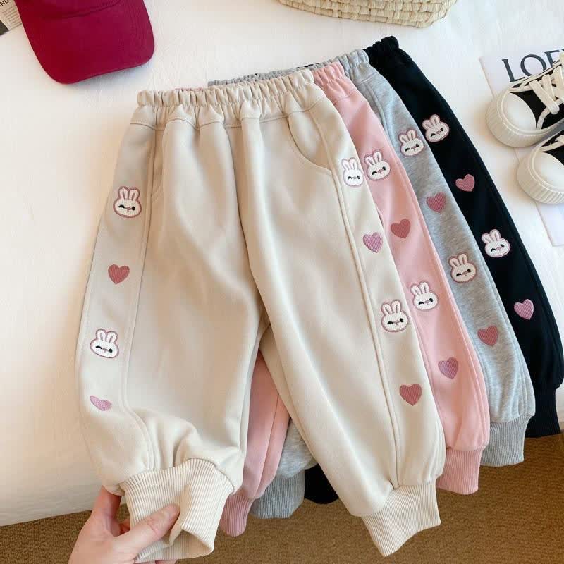 Toddler Embroidered Heart Bunny Sport Pants