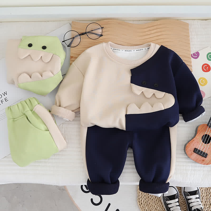 Toddler 2-Piece Cartoon Dinosaur Sweatsuit Set