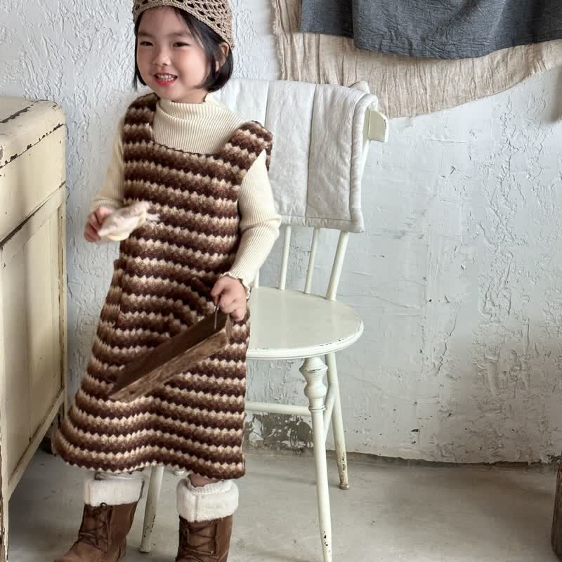 Toddler Design Wavy Grain Maillard Dress