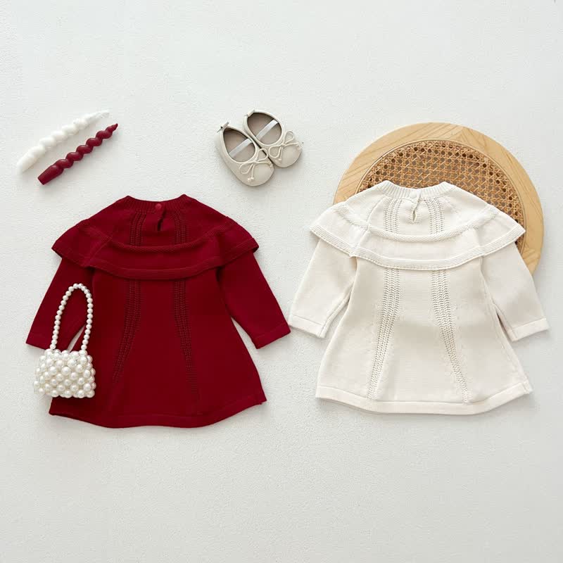 Baby Solid Color Knitted Elegant Dress