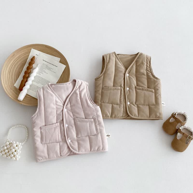 Baby Solid Color Cotton Padded Vest