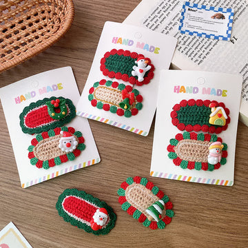 1 Pair Baby Knitted Christmas Hair Clips