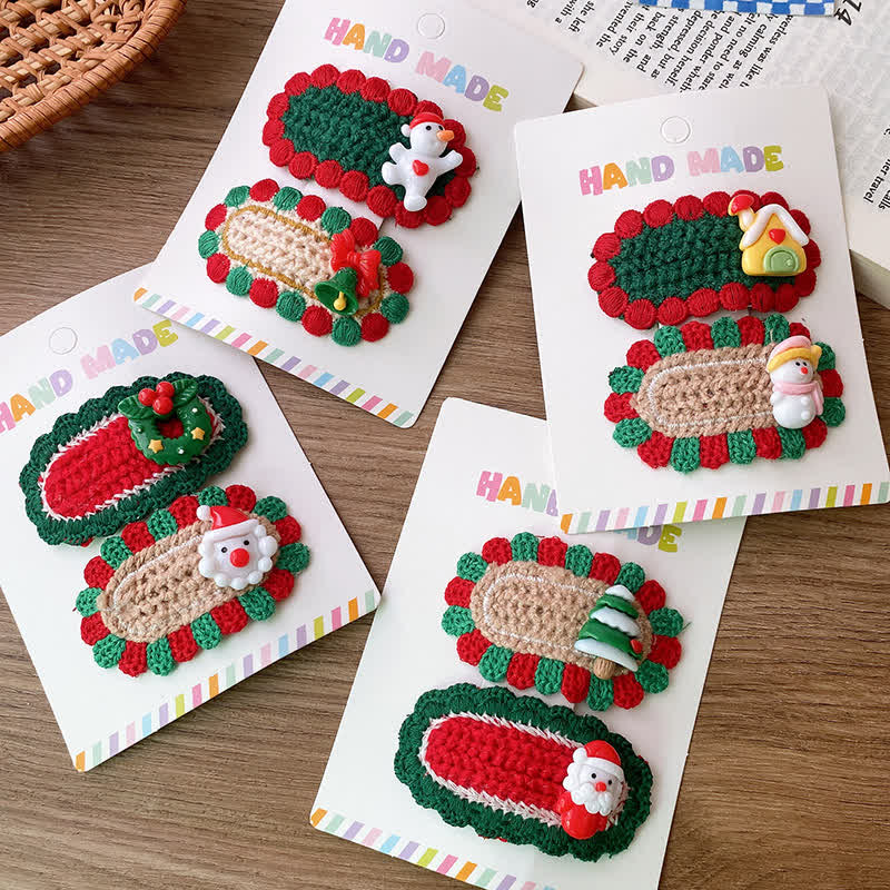 1 Pair Baby Knitted Christmas Hair Clips