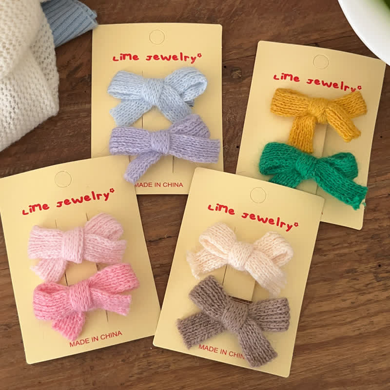 1 Pair Baby Knitted Bowknot Hair Clips