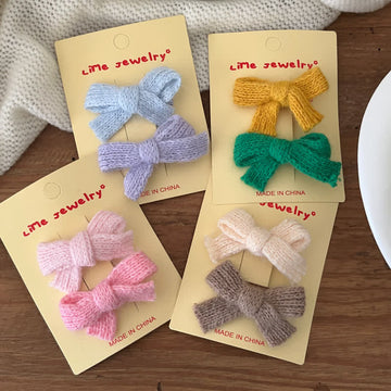 1 Pair Baby Knitted Bowknot Hair Clips