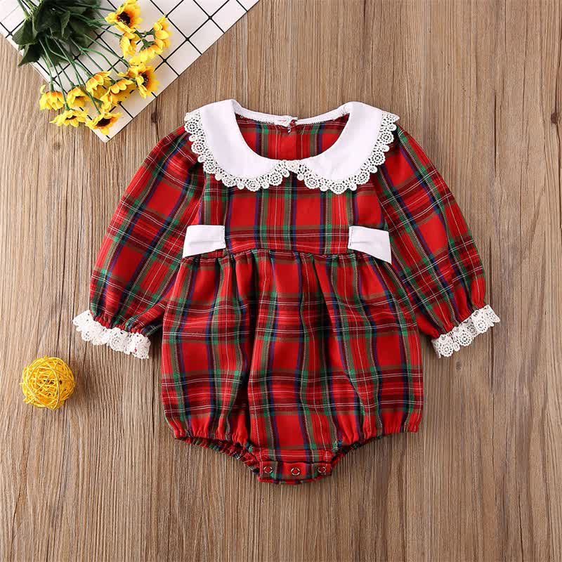 Baby Christmas Plaid Lace Bodysuit