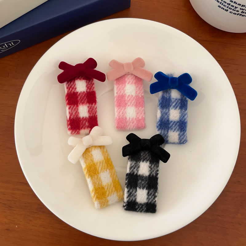 1PC Baby Plaid Bowknot Hair Clip