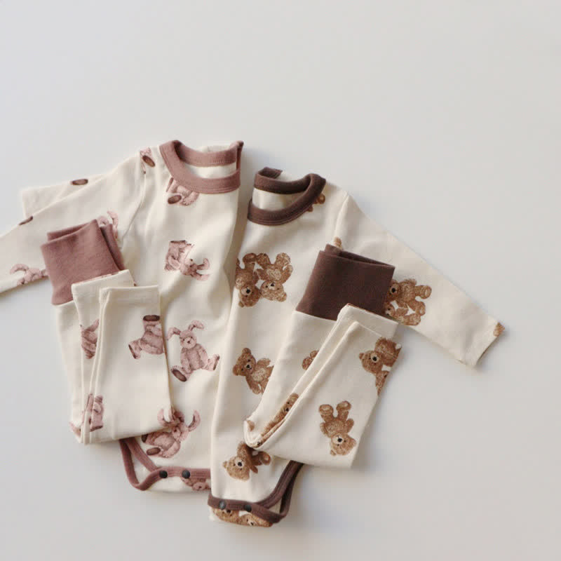 Baby 2-Piece Bear Bunny Pajamas Set