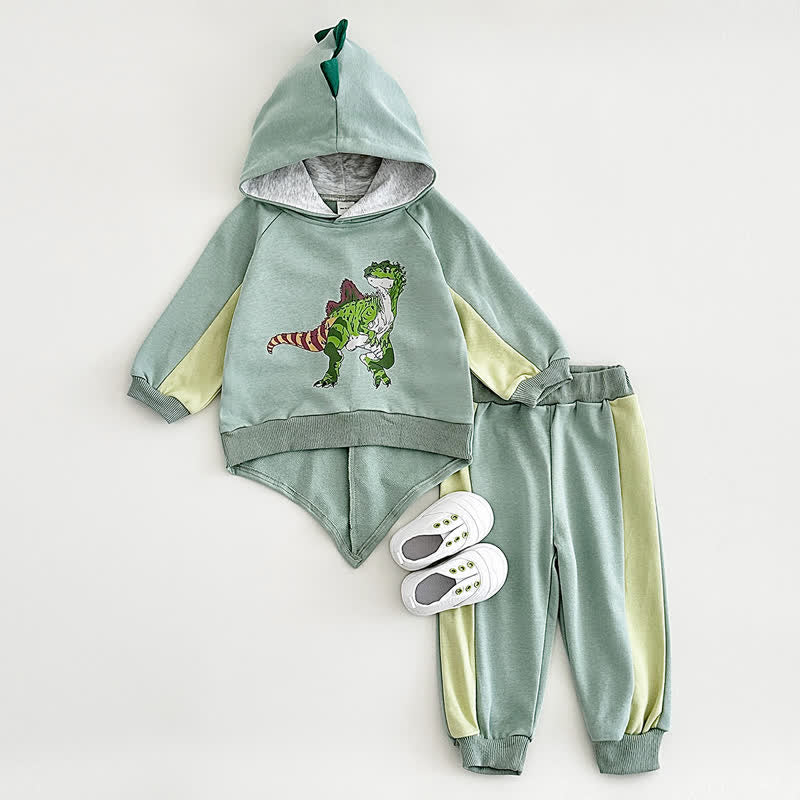 Baby 2-Piece Green Dinosaur Hooded Set