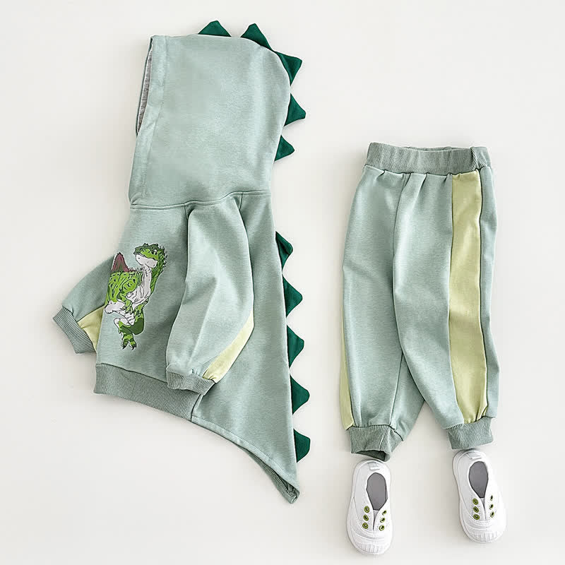 Baby 2-Piece Green Dinosaur Hooded Set