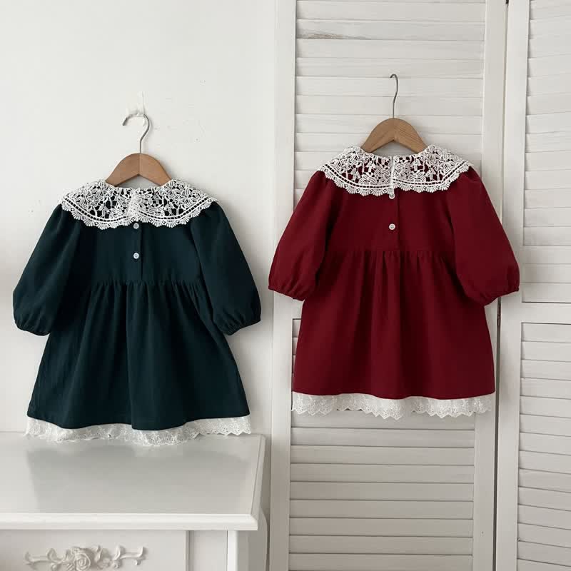 Toddler Design Flower Lace Lapels Dress