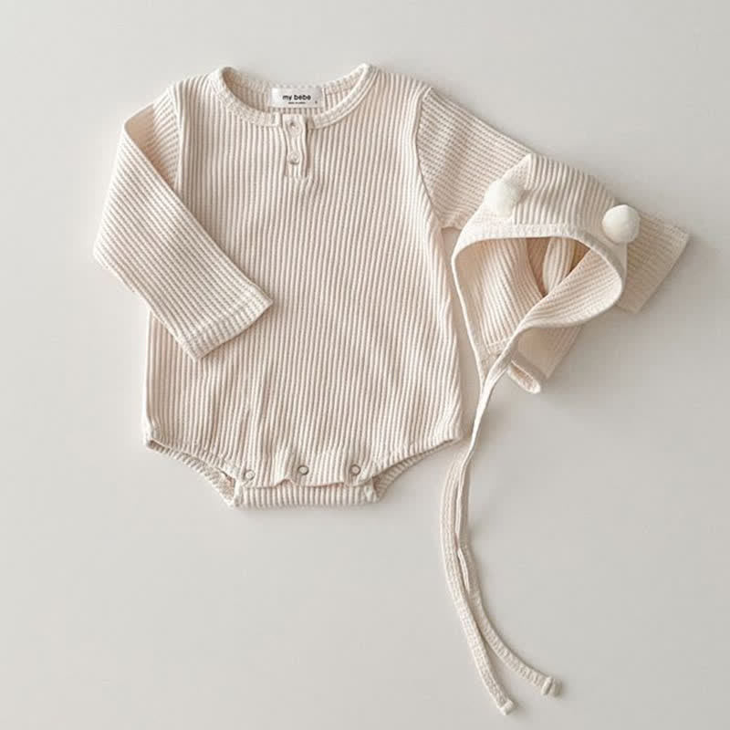 Baby Ribbed Striped Bodysuit with Hat