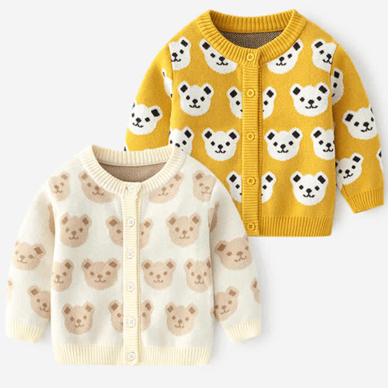 Toddler Bear Jacquard Knit Cardigan