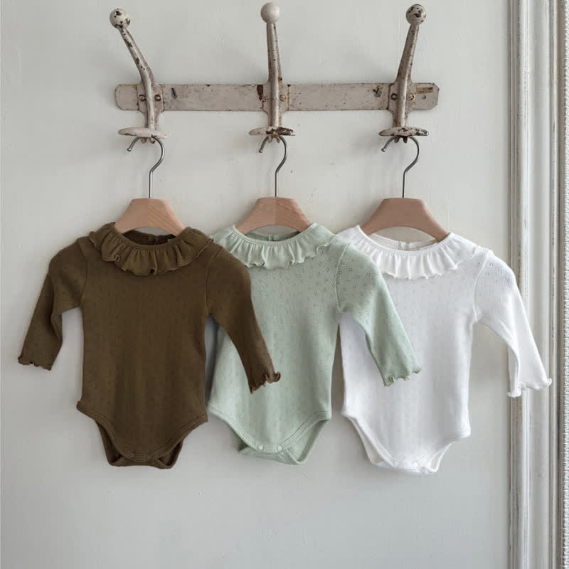 Baby Ruffled Collar Solid Color Bodysuit