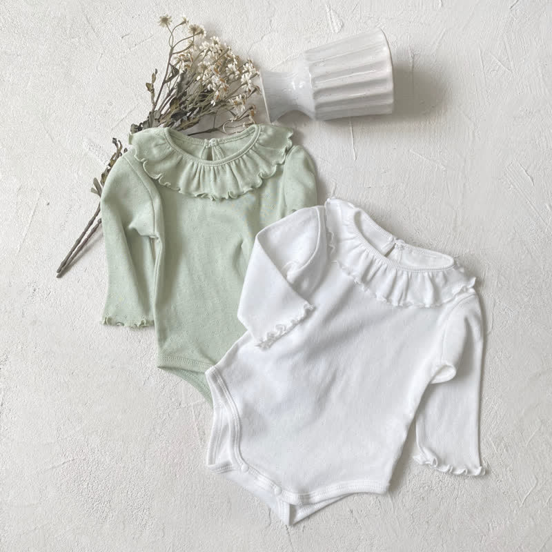 Baby Ruffled Collar Solid Color Bodysuit