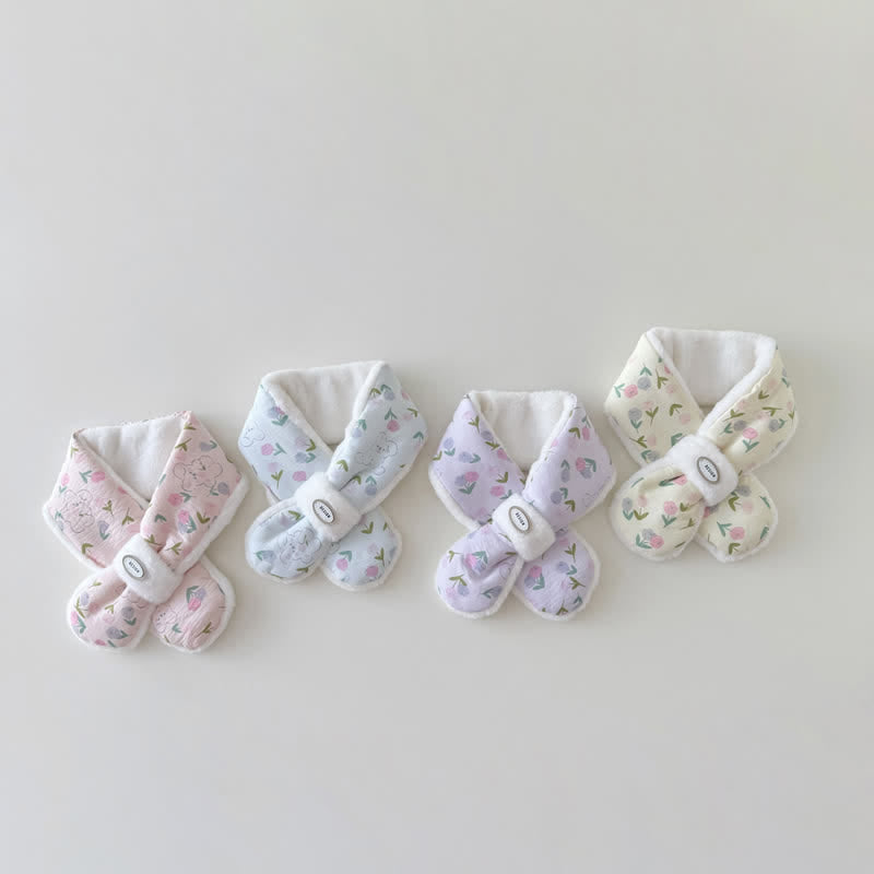 Baby Toddler Bunny Flower Fleece Scarf