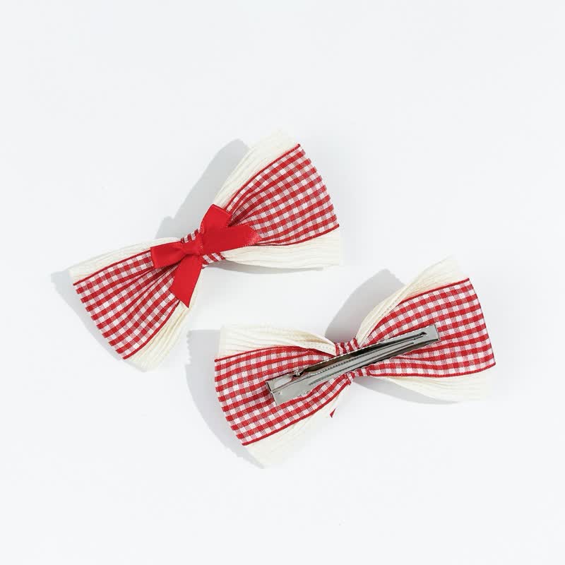 1 Pair Baby Plaid Bowknot Hair Clips