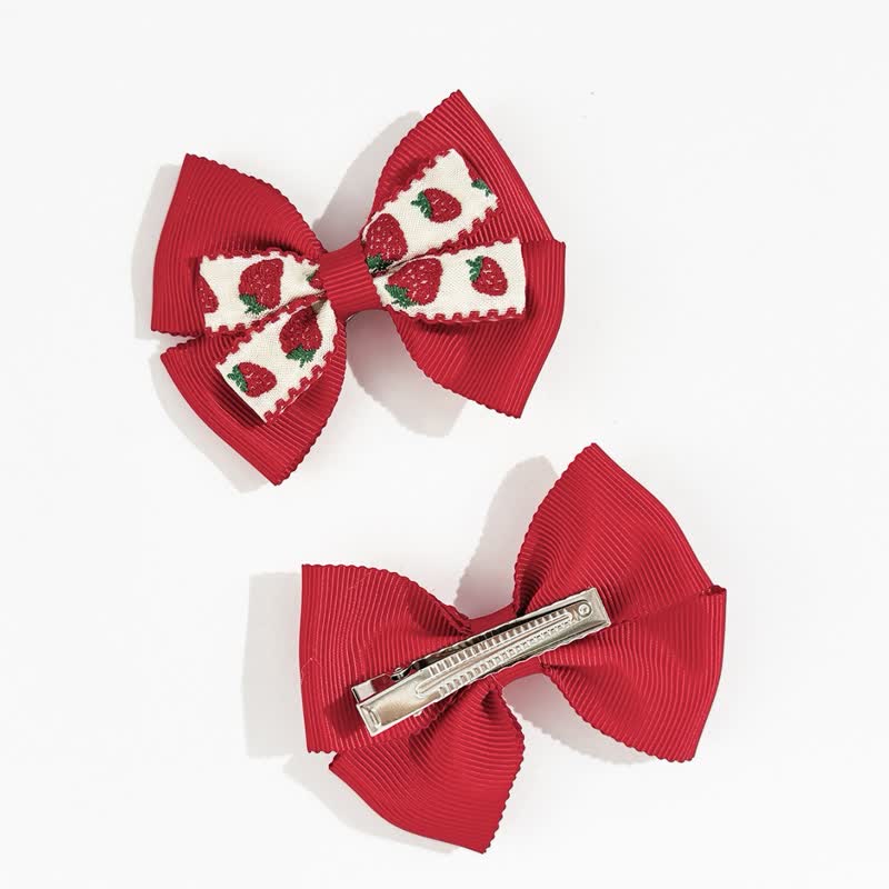 1 Pair Baby Strawberry Bow Hair Clips