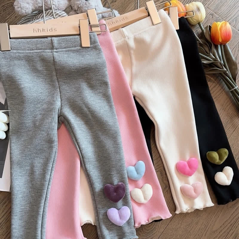 Toddler 3D Hearts Ribbed Leggings