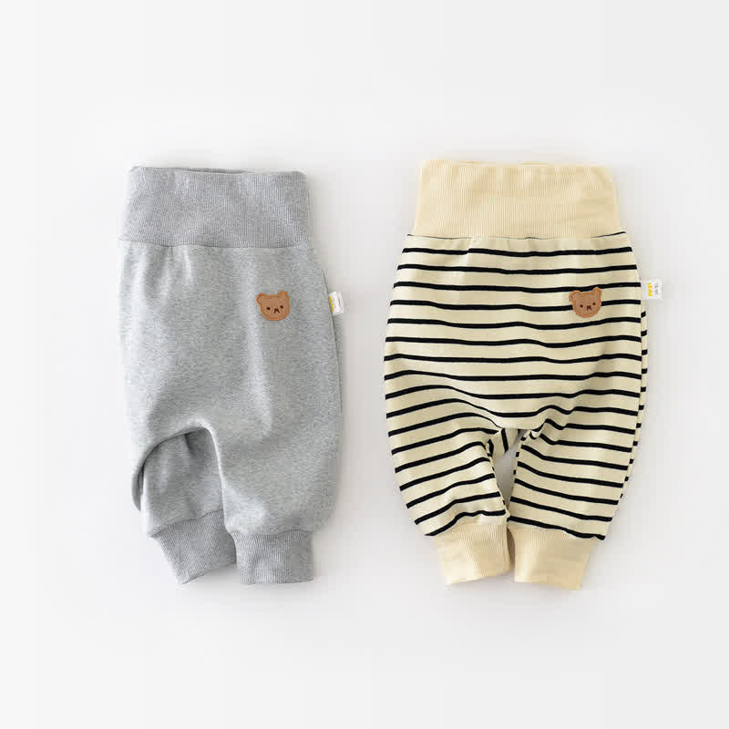 Baby Bear Striped High-waisted Pants