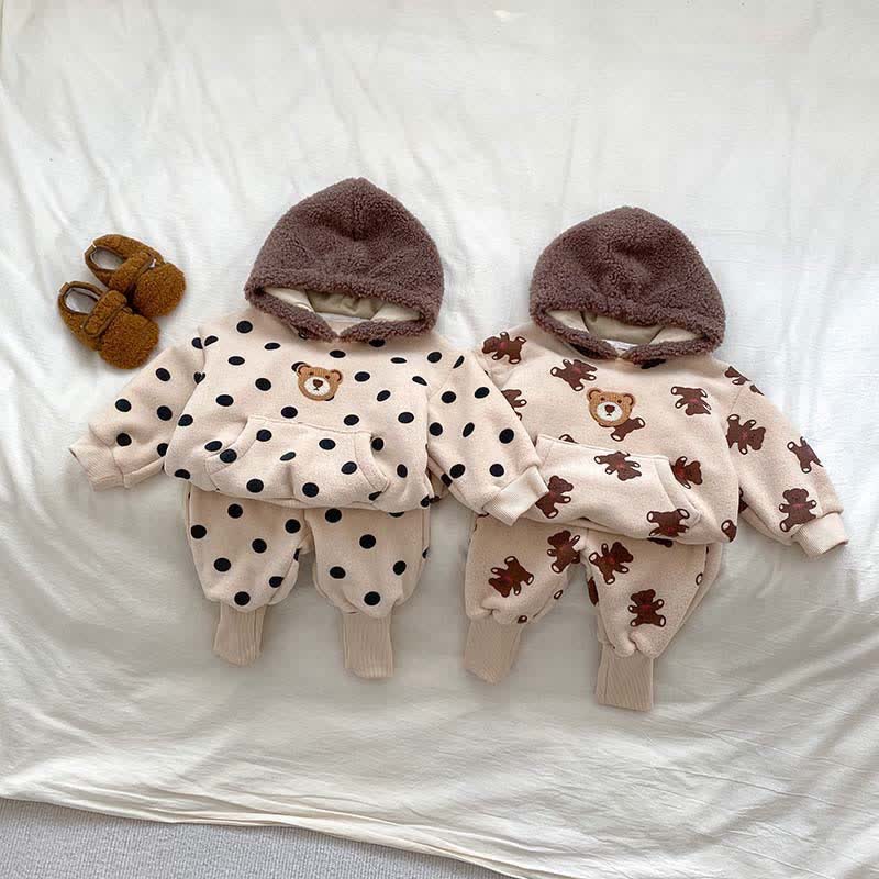 Baby 2-Piece Fleece Dot Bear Hooded Set