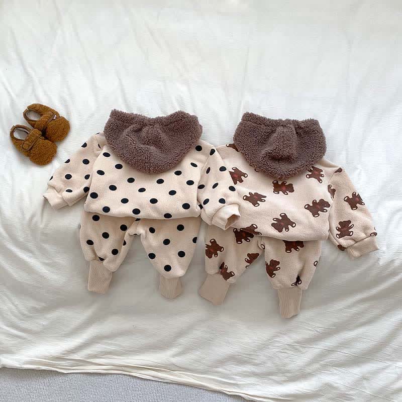 Baby 2-Piece Fleece Dot Bear Hooded Set