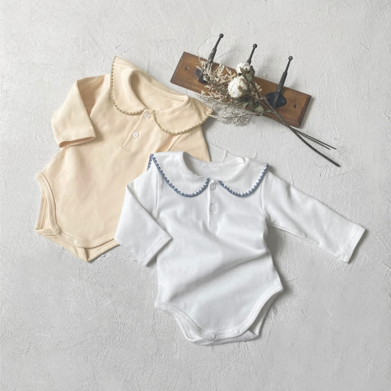 Baby Lapel Solid Color Bodysuit