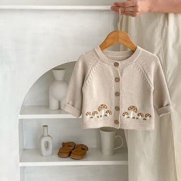 Baby Embroidered Mushroom Knit Cardigan