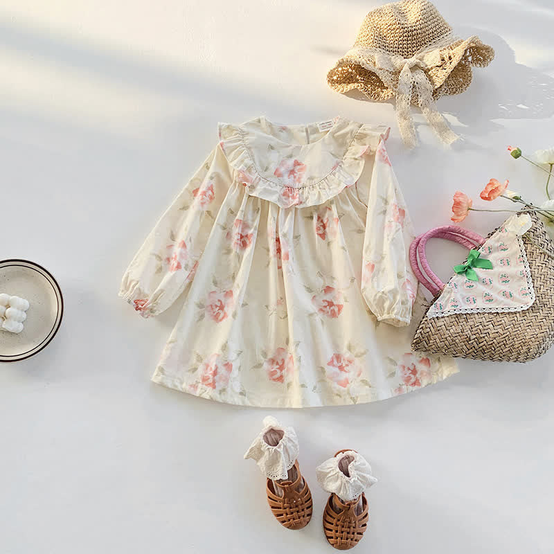 Toddler French Fresh Flowers Apricot Dress