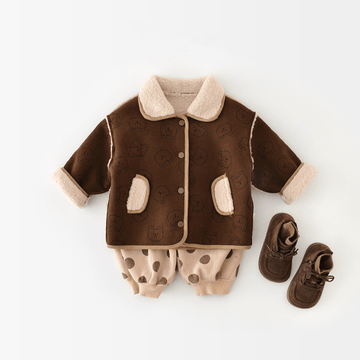 Baby Bear Reversible Plush Lapel Jacket