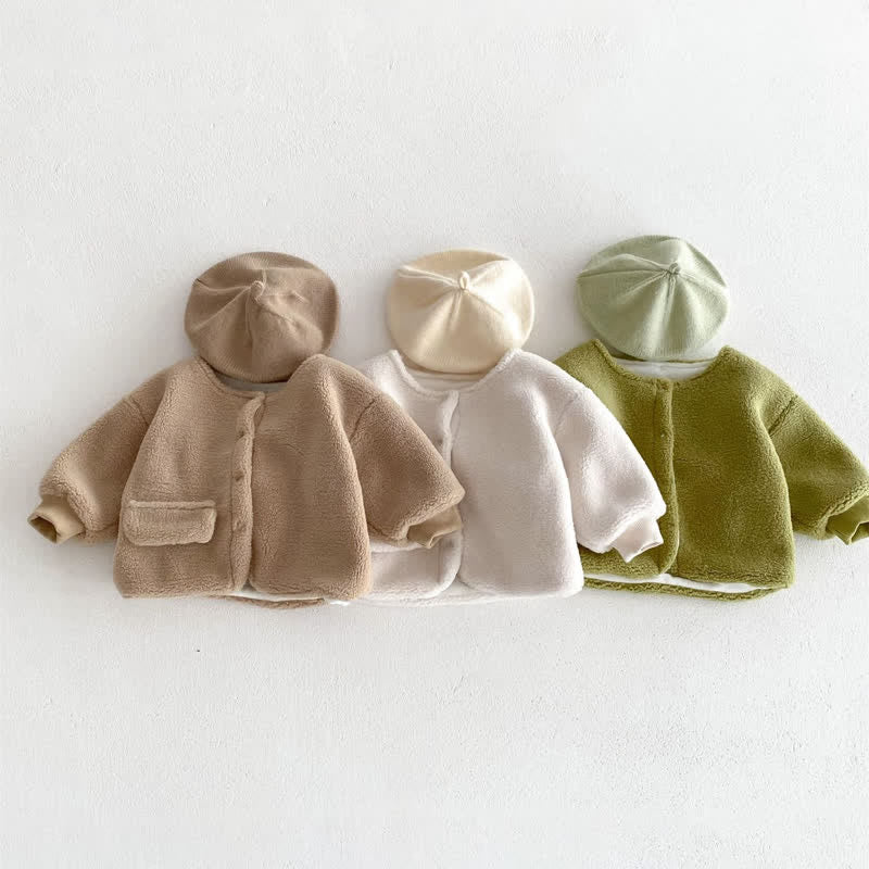 Baby Plush Fake Pocket Coat