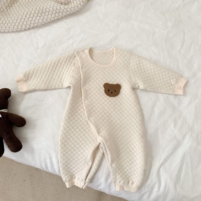 Baby Bear Fleece Beige Romper