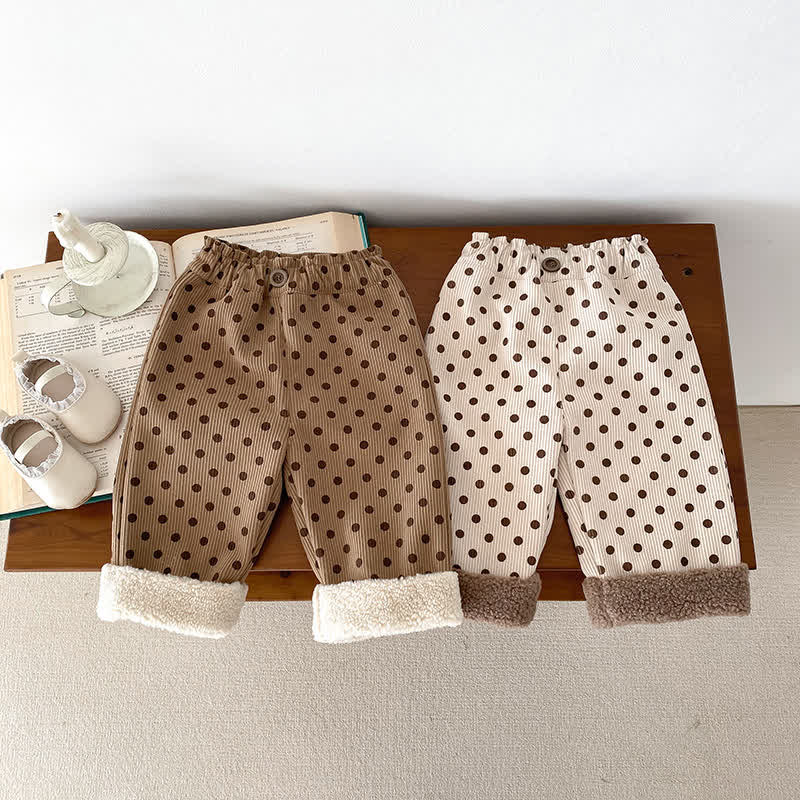 Baby Dots Splicing Fleece Pants