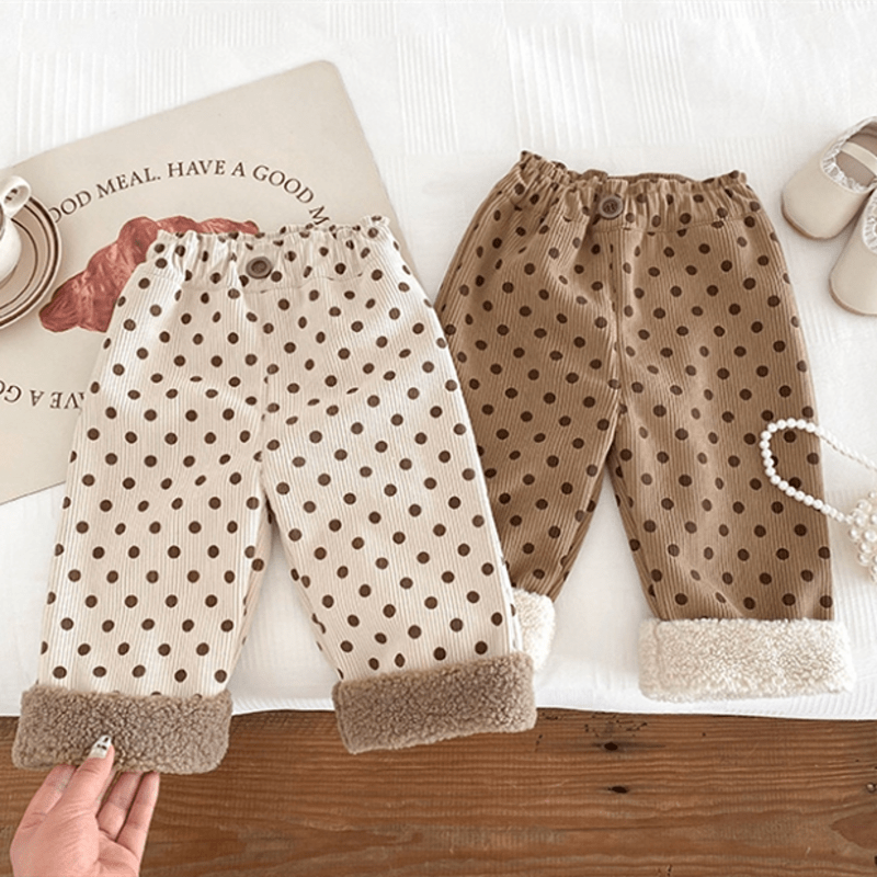 Baby Dots Splicing Fleece Pants