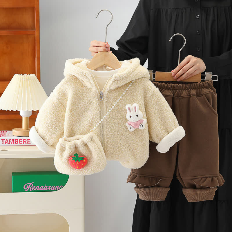 Toddler 2-Piece Fleece Bunny Set with Bag