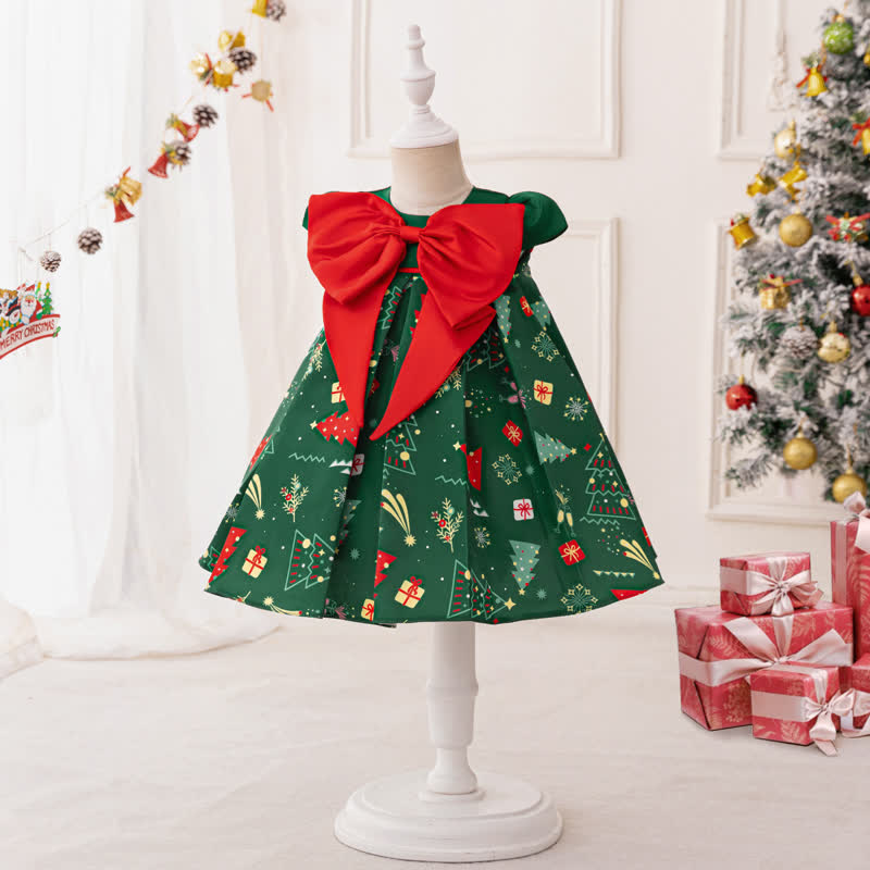 Baby Red Bow Christmas Green Dress