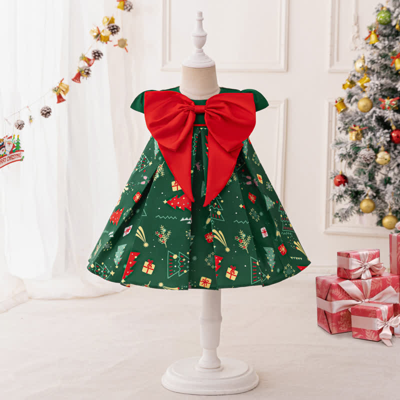 Baby Red Bow Christmas Green Dress