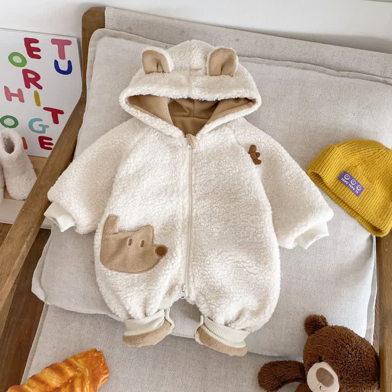 Baby Cute Dog Plush Hooded Romper