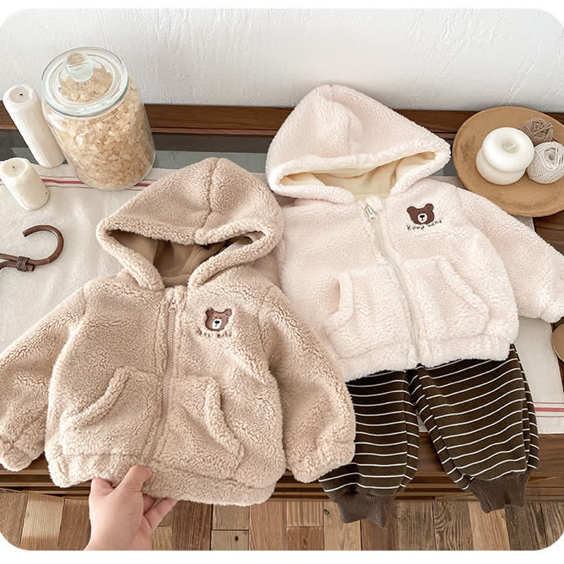 KEEP BABY Bear Plush Hooded Jacket