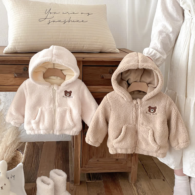 KEEP BABY Bear Plush Hooded Jacket